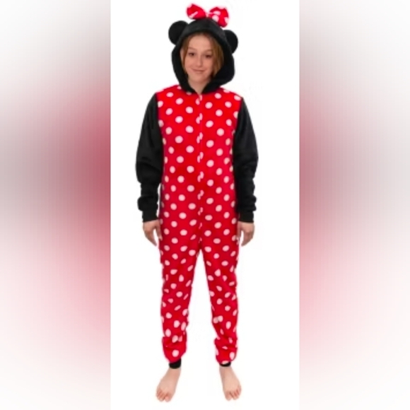 Disney Other - Disney Red and Black Polka Dot Womsn Footie B3